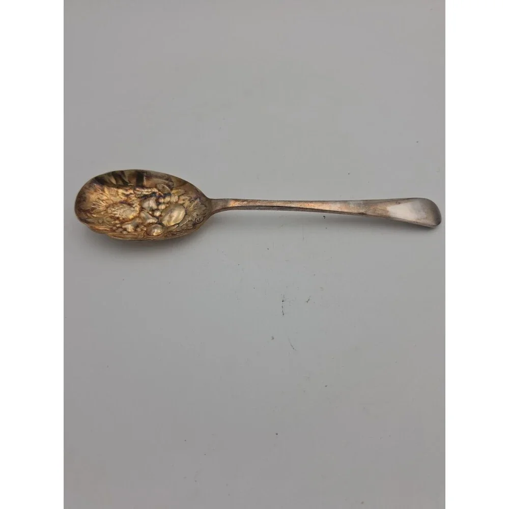 Vintage S.G. England EPNS A1 Silver Plate Raised Fruit Berry Serving Spoon